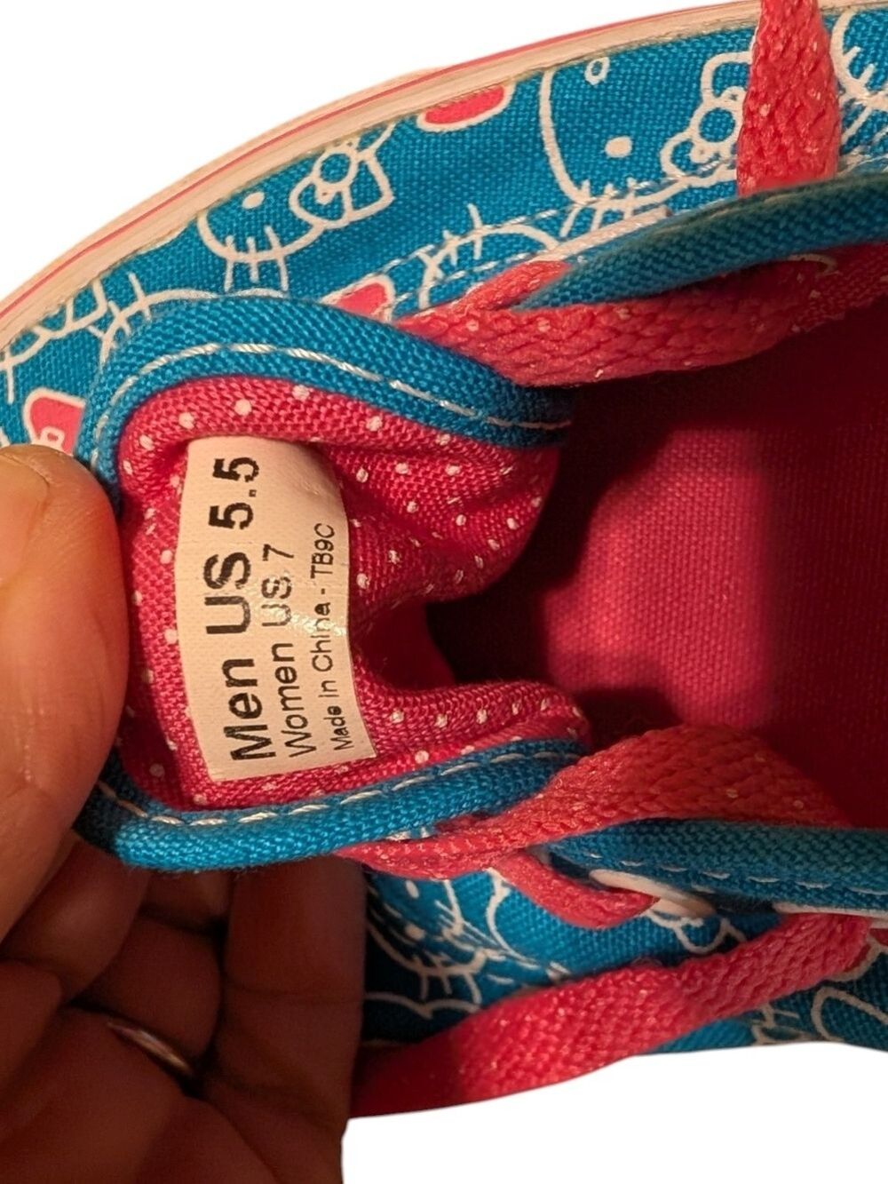 Vans Blue Hello Kitty Canvas Sneakers Pink Laces - Picture 9 of 9